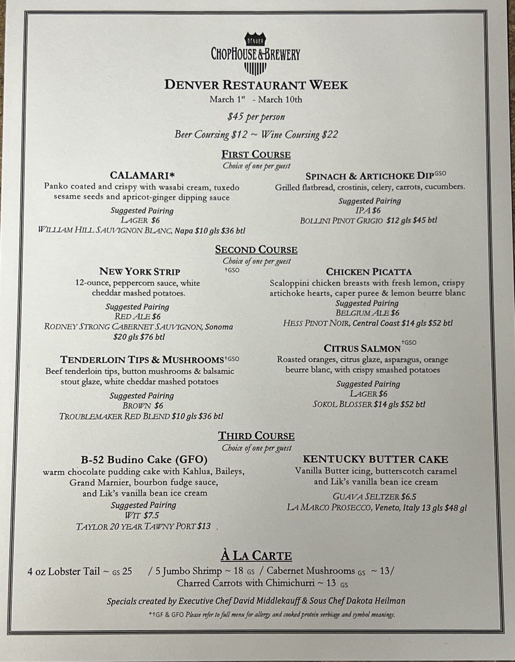 Denver Chophouse and Brewery - Denver Restaurant Week